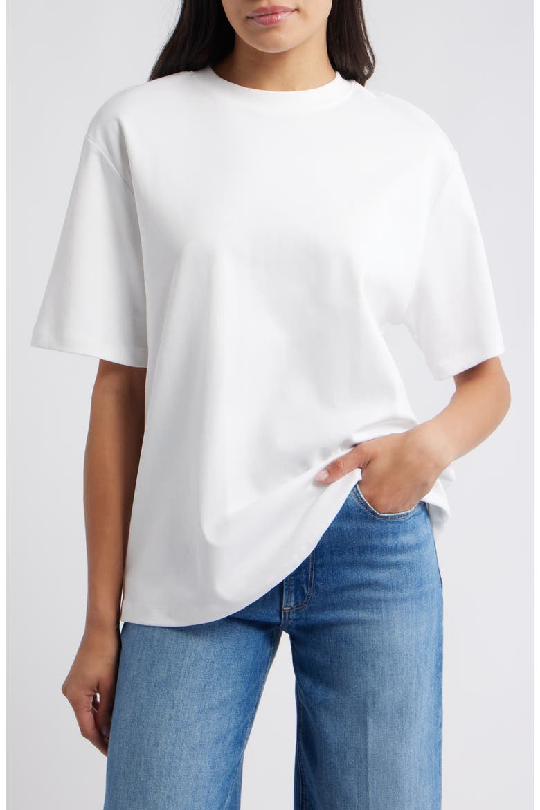 Crewneck Cotton T-Shirt, Main, color, WHITE