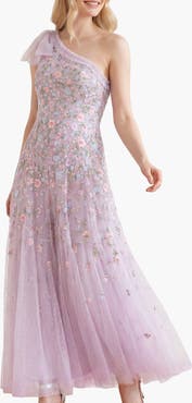 Needle & Thread Sylvia Rose One-Shoulder Bow Ankle Gown