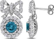 Julianna B. Blue Topaz & White Topaz Bow Halo Earrings