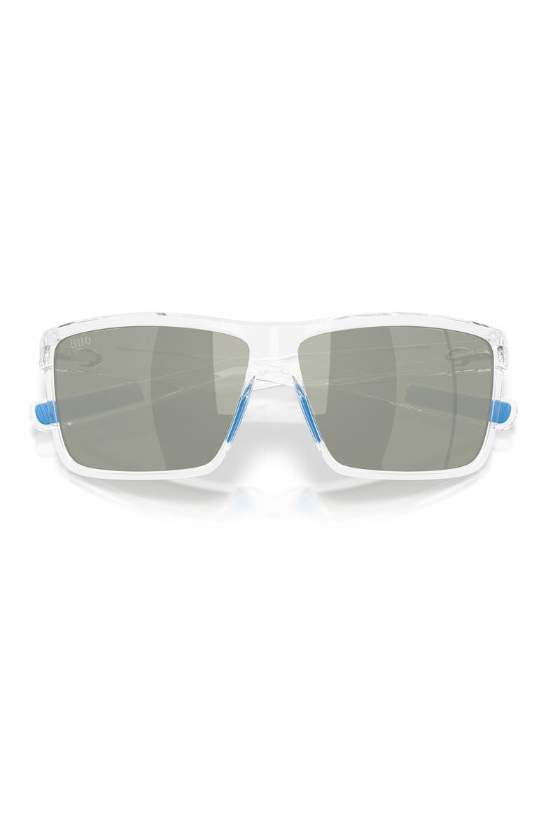Rinconcito 60mm Polarized Rectangular Sunglasses, Alternate, color, POLISHED CLEAR / GRAY 580G