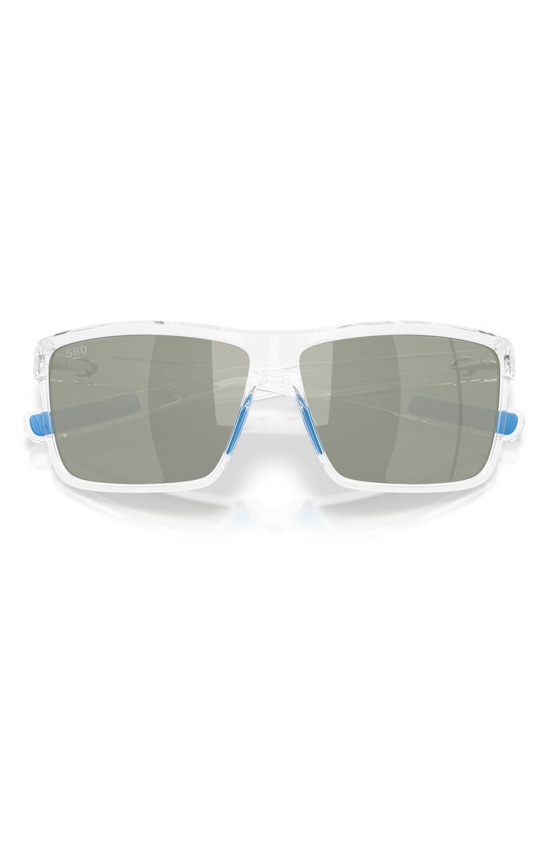 Costa Del Mar Rinconcito 60mm Polarized Rectangular Sunglasses, Alternate, color, Polished Clear / Gray 580G