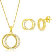 SIMONA Cubic Zirconia Interlocking Circle Stud Earrings & Pendant Necklace Set
