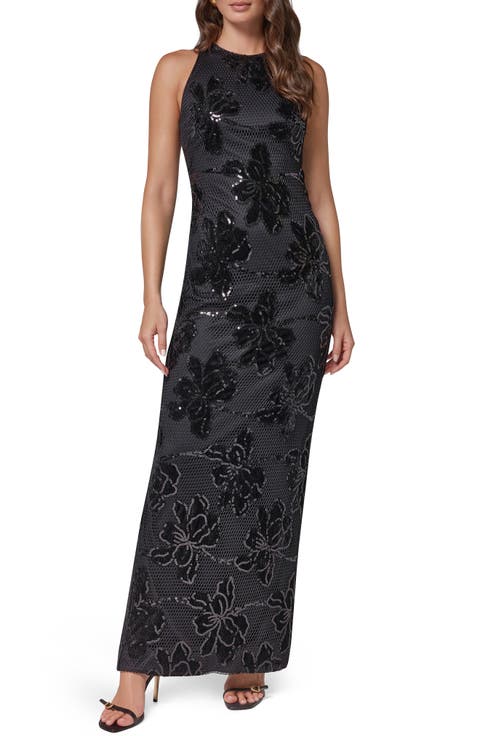 Floral Sequin Sleeveless Dress