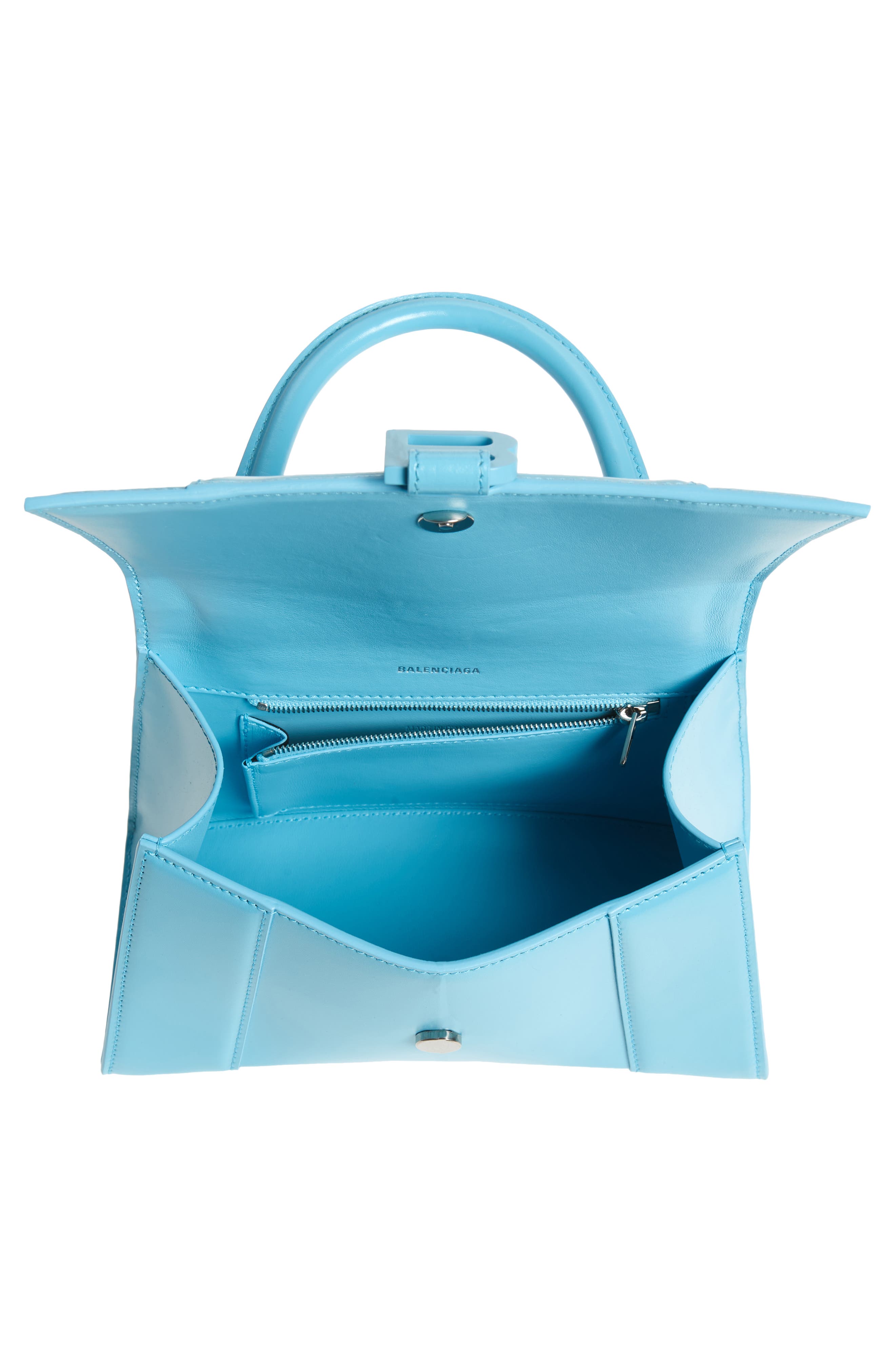 Hourglass Leather Top Handle Bag, Alternate, color, AZUR