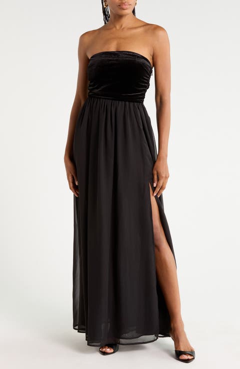 Briar Strapless Velvet Midi Dress