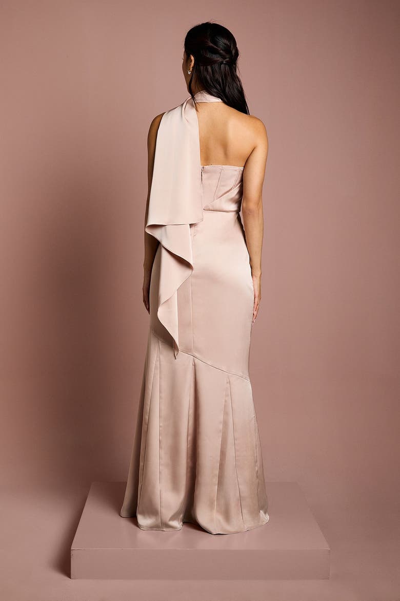 Satin One Shoulder Maxi Dress, Alternate, color, Blush