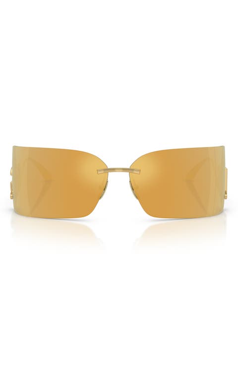 79mm Oversize Mirrored Rectangular Sunglasses