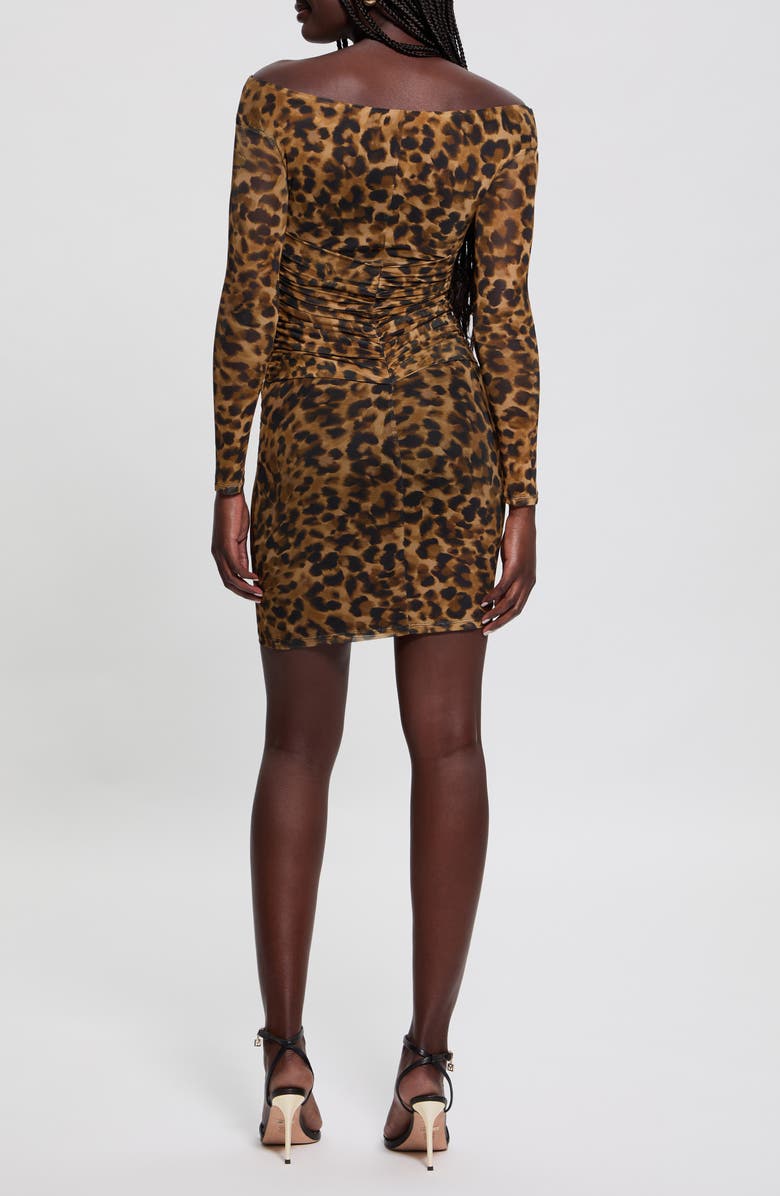 GUESS Kendall Leopard Print Long Sleeve Minidress, Alternate, color, Fast And Fierce Leopard Print
