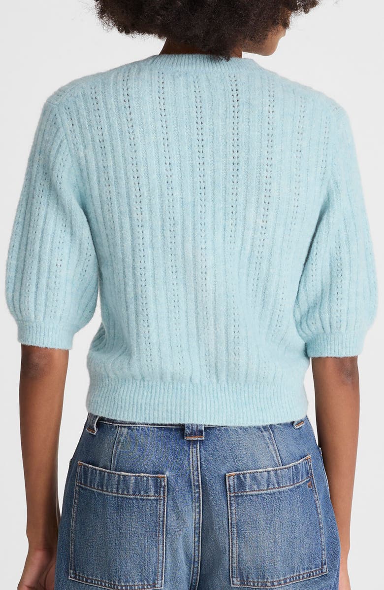 Madewell CloudSoft Short Sleeve Sweater, Alternate, color, Mint Blue