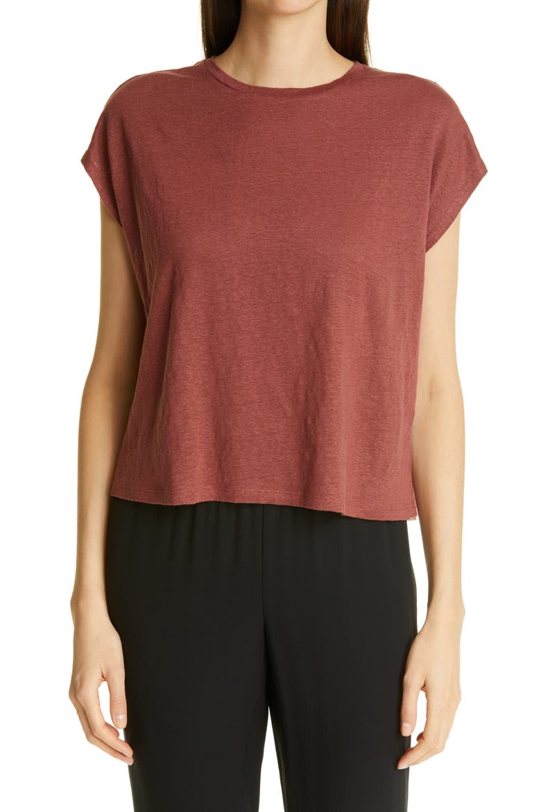 Boxy Crewneck Top, Main, color, DEEP TERRA COTTA