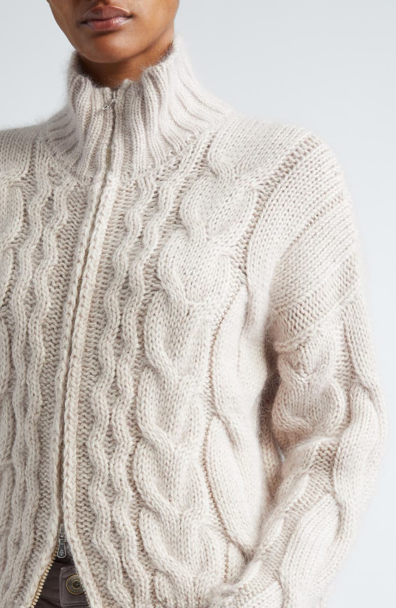 Eleventy Cable Stitch Virgin Wool, Mohair & Silk Blend Cardigan, Alternate, color, 