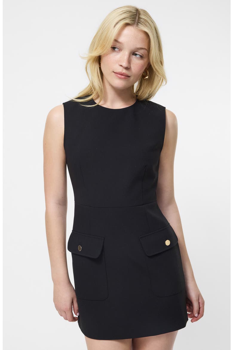 Azra Sleeveless Dual Pocket Twill Minidress, Alternate, color, 01-BLACK