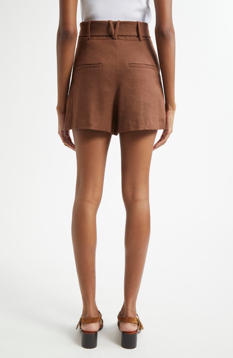 Veronica Beard Piper Pleated Linen Blend Shorts, Alternate, color, Light Chicory
