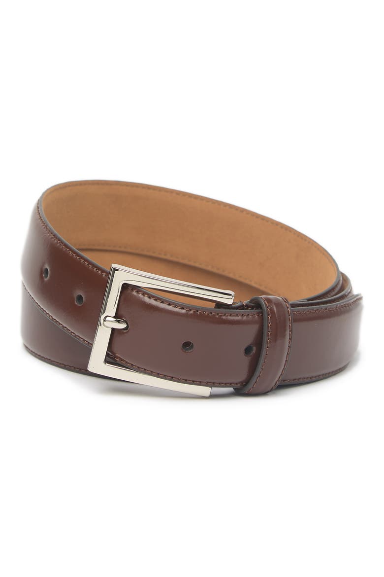 Feather Edge Leather Strap Belt, Main, color, BROWN