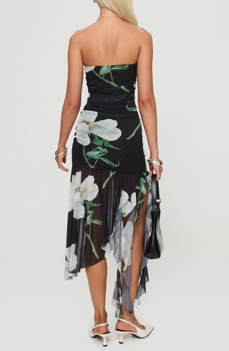 Princess Polly Nektaria Floral Mesh Strapless Dress, Alternate, color, Black Multi