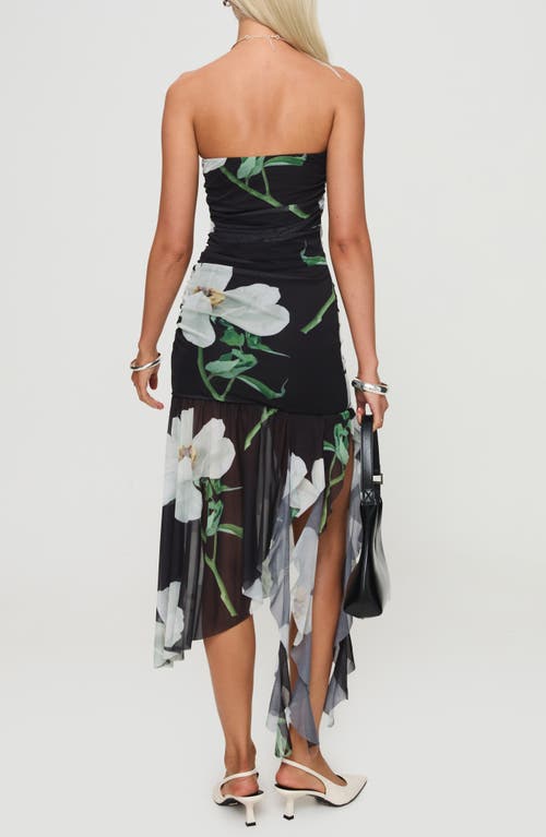 Princess Polly Nektaria Floral Mesh Strapless Dress In Black