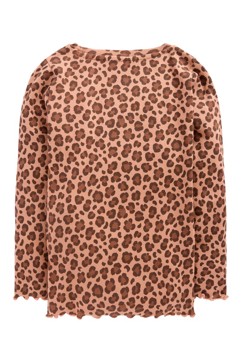 Kids' Ribbed Long Sleeve T-Shirt, Alternate, color, MILK CHOCOLATE BROWN LEOPARD