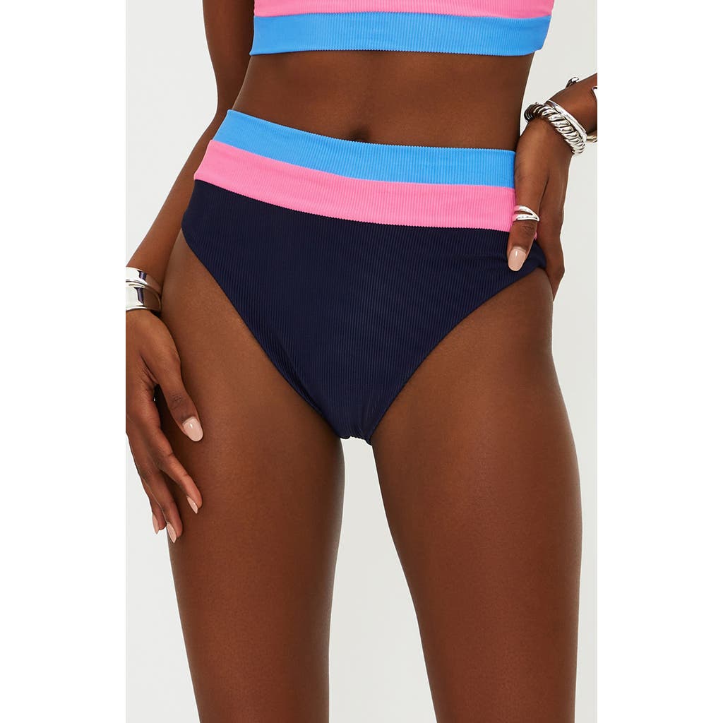 Beach Riot Heidi Colorblock High Waist Bikini Bottoms In Multi