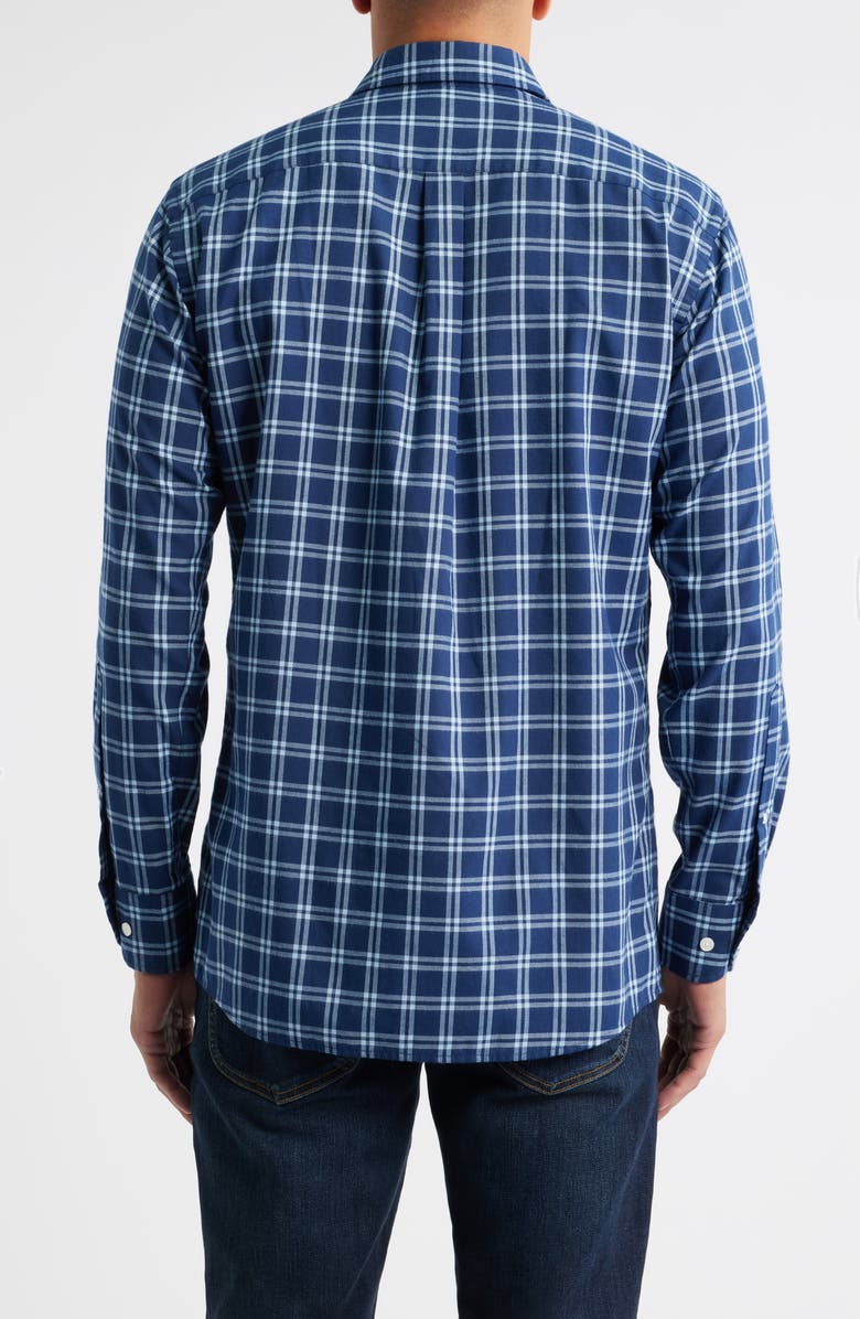 Peter Millar Mystic Performance Double Check Button-Up Flannel Shirt, Alternate, color, Navy