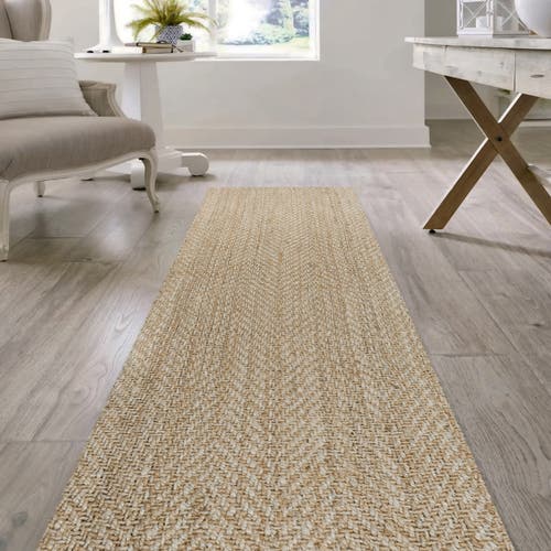 Jonathan Y Espina Hand Woven Herringbone Chunky Jute Area Rug In Ivory