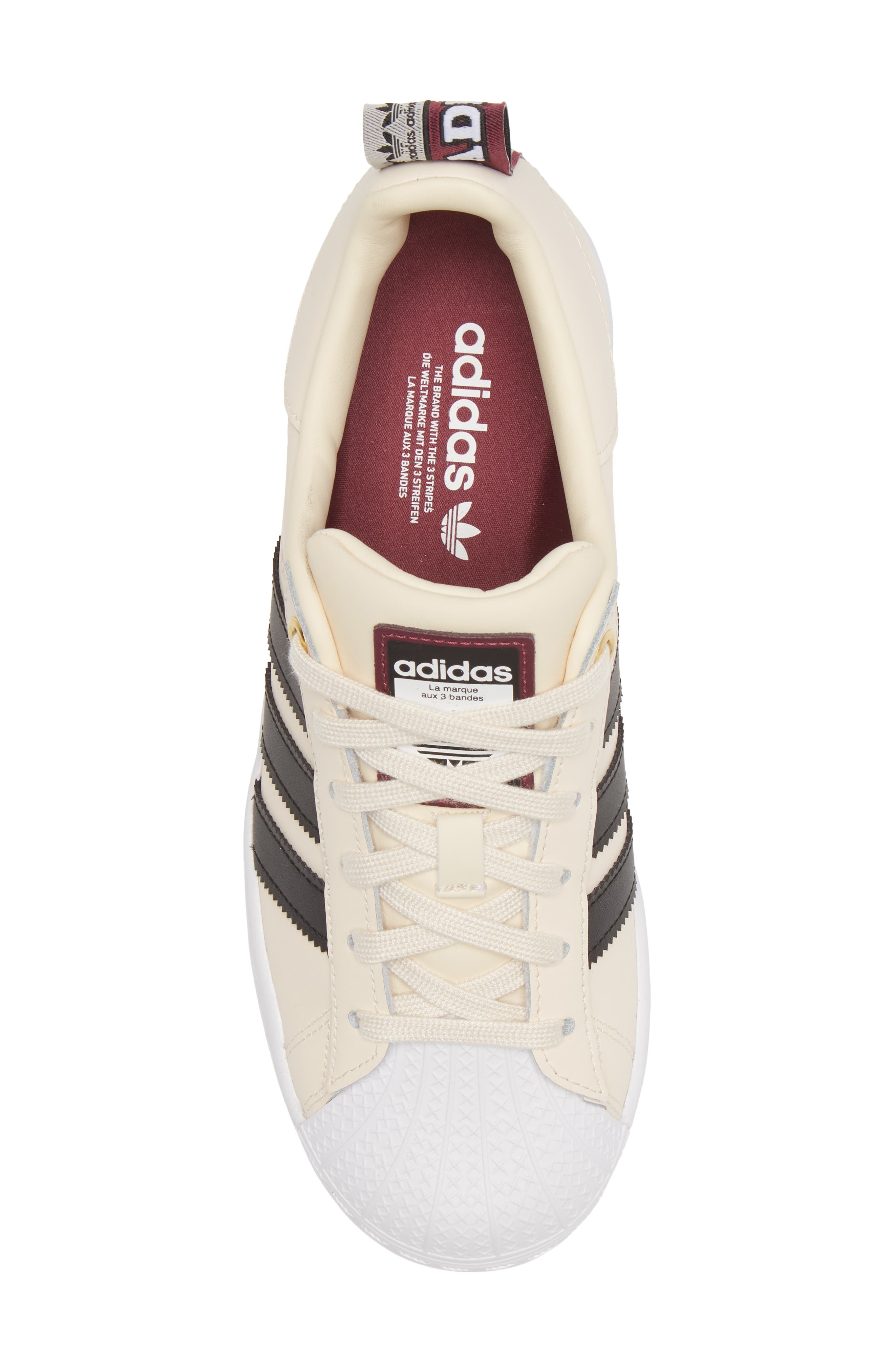 Superstar Bold Sneaker, Alternate, color, WONDER WHITE/ BLACK/ CRIMSON