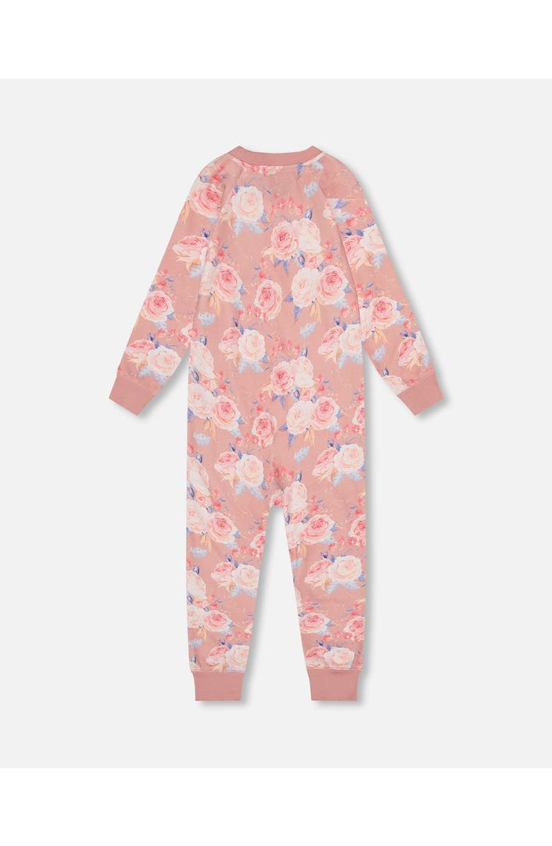 Deux par Deux Little Girl's Organic Cotton One Piece Pajama Old Pink Printed Roses, Alternate, color,