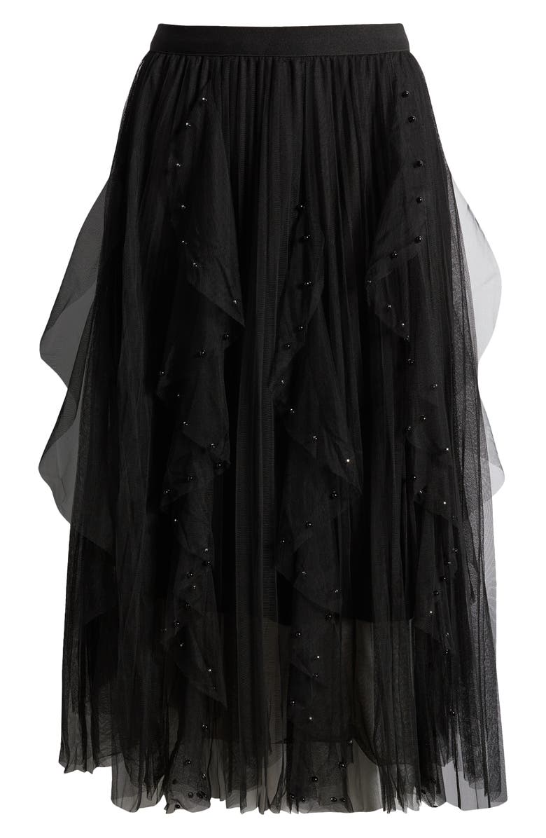 NIKKI LUND Wendy Beaded Tulle Skirt, Alternate, color, Black