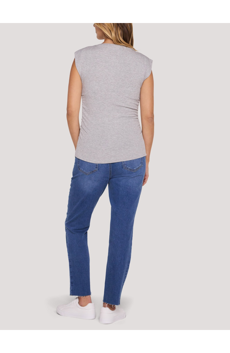MOTHERHOOD MATERNITY Ruched Henley Muscle Tee, Alternate, color, Heather Grey
