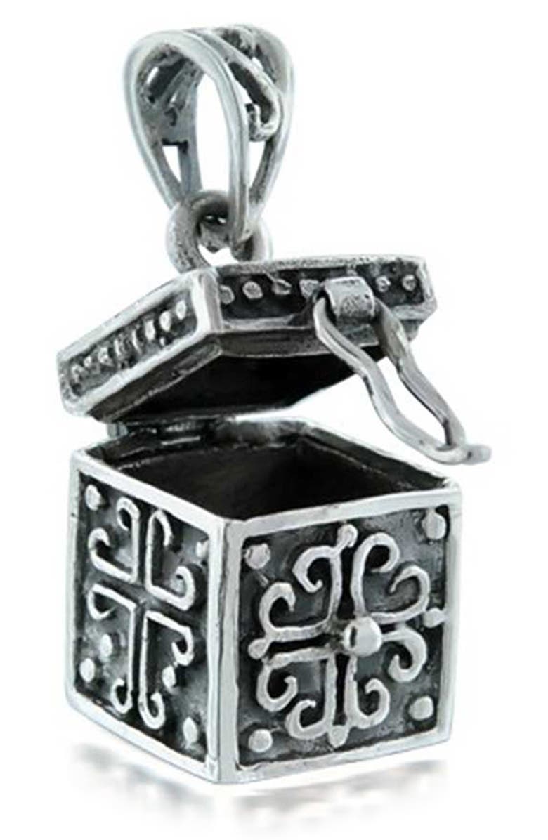 BLING JEWELRY Sterling Silver Ornate Prayer Box Pendant Necklace, Alternate, color, 