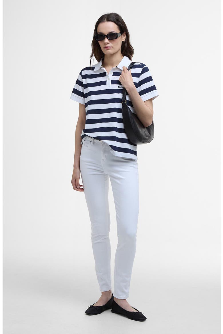 Ashbourne Stripe Stretch Cotton Polo Shirt, Alternate, color, NAVY STRIPE