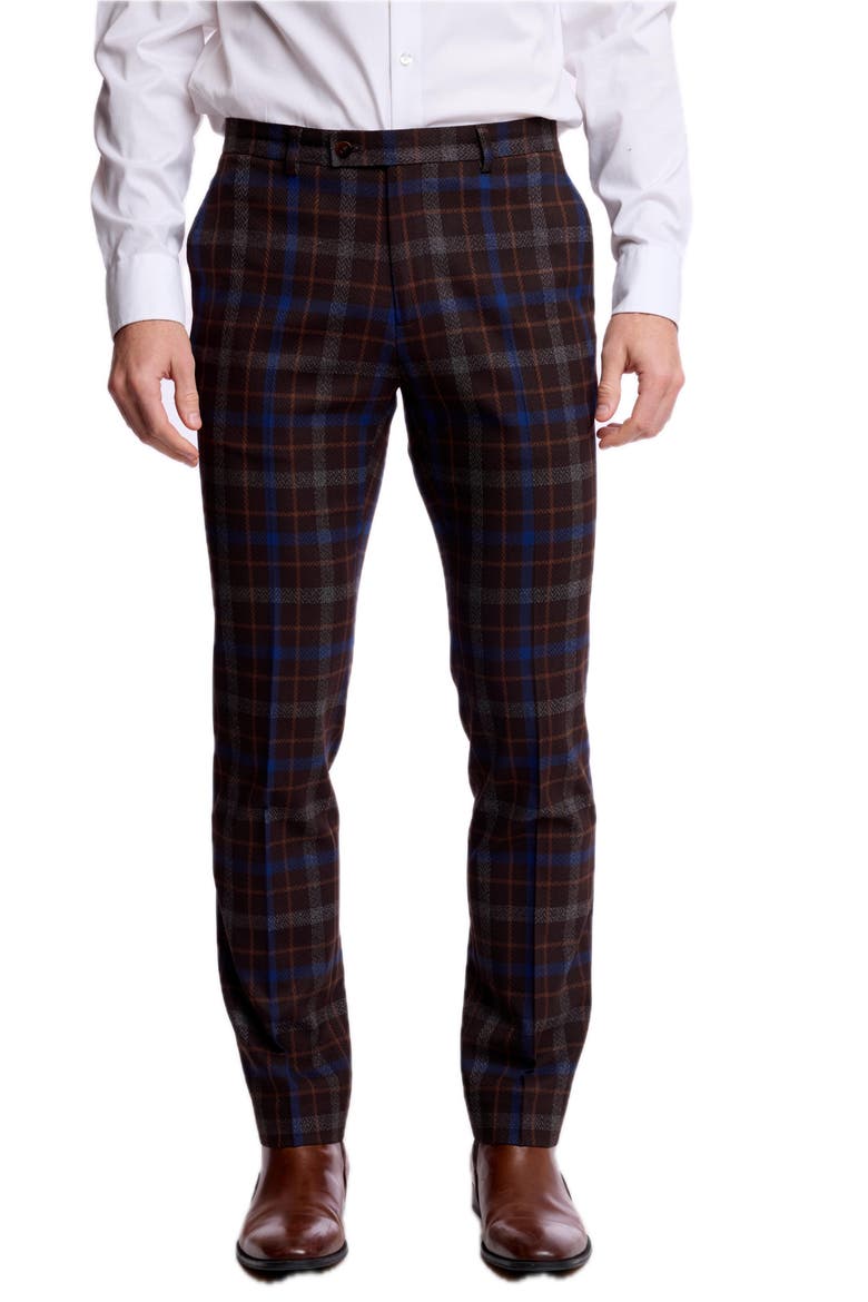 Downing Slim Fit Pants, Main, color, CHOCOLATE ROYAL RUST CHECK