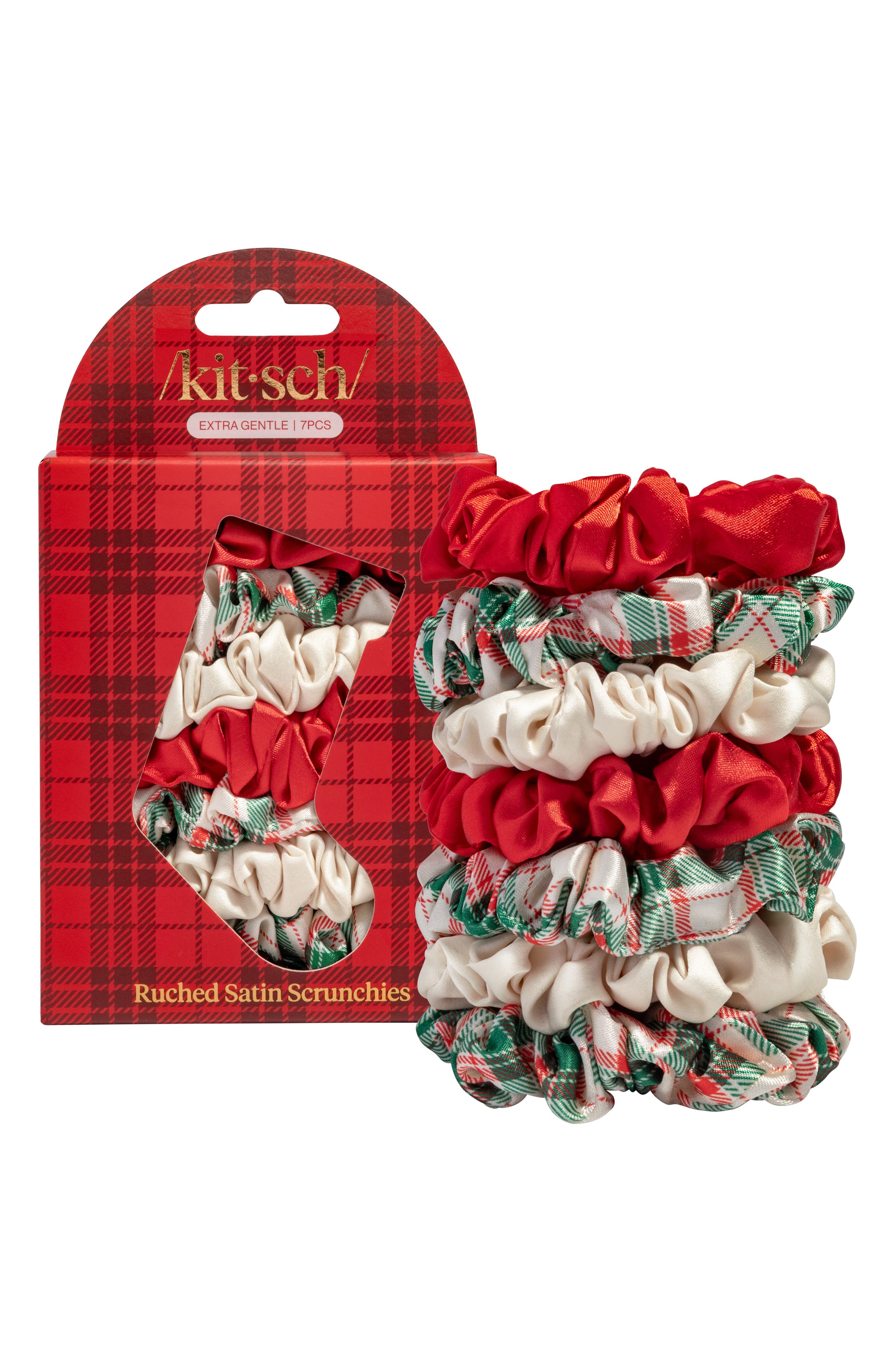 Holiday Ruched Satin Scrunchies