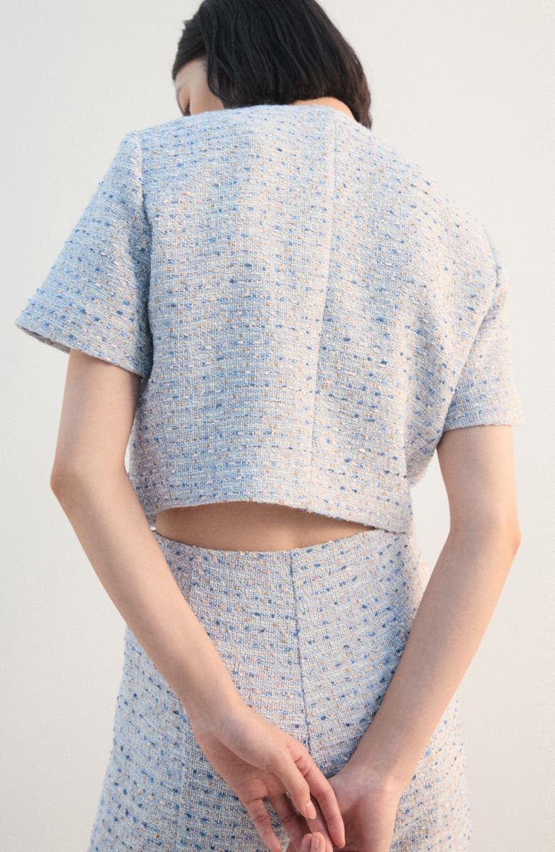 MANGO Short Sleeve Tweed Crop Top, Alternate, color,