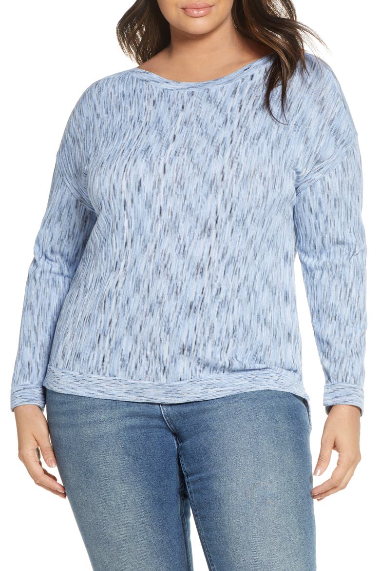 Mottled Stripe Pullover, Main, color, LIGHT SKY