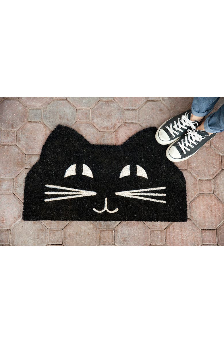 ENTRYWAYS Cat Face Non Slip Coir Doormat, Alternate, color,