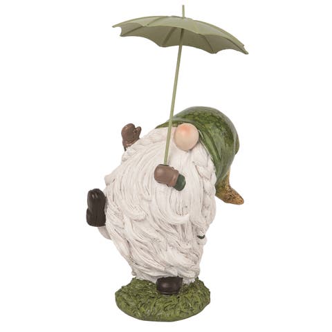 4.25 Inch White Spring Rainy Day Gnome Figurine Decorative Polyresin Spring Decor