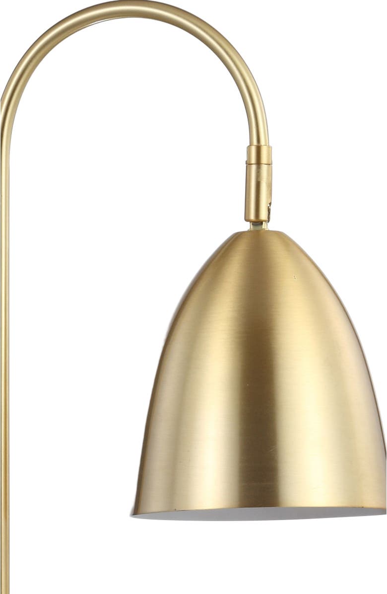 JONATHAN Y Ana 26" Gold Arched Metal with Marble Base LED Table Lamp, Brass Gold/White, Alternate, color, Brass Gold/White