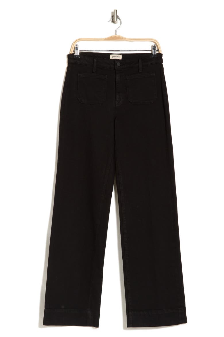 Nolan High Waist Wide Leg Jeans, Alternate, color, NOIR