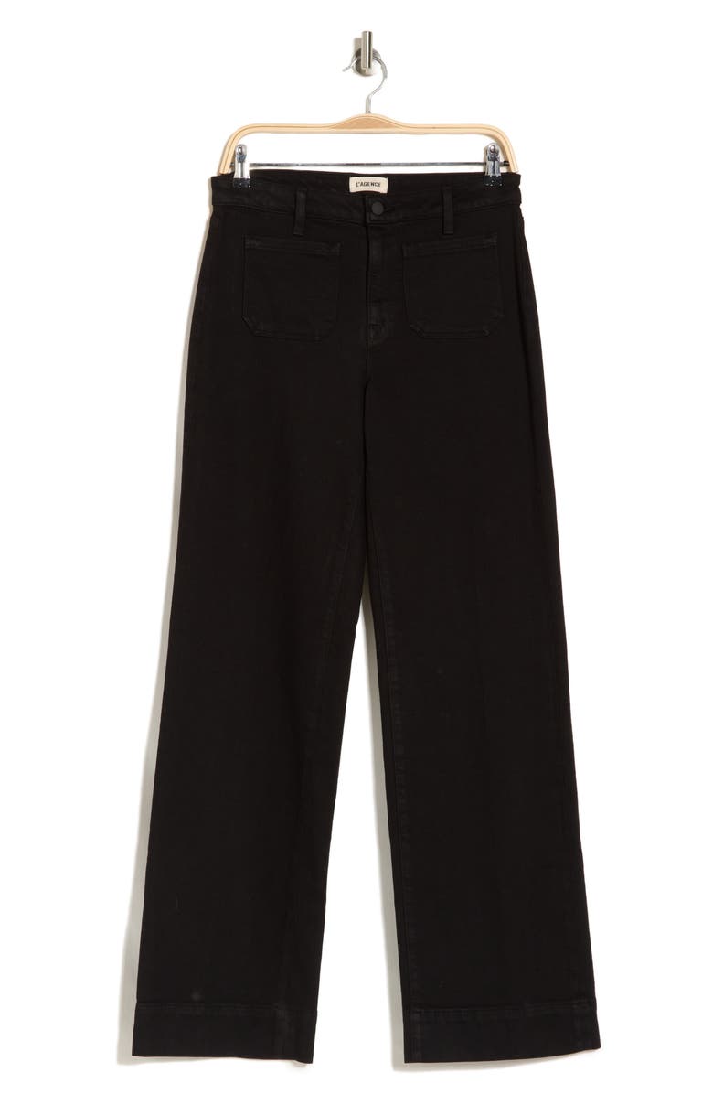 L'AGENCE Nolan High Waist Wide Leg Jeans, Alternate, color, Noir