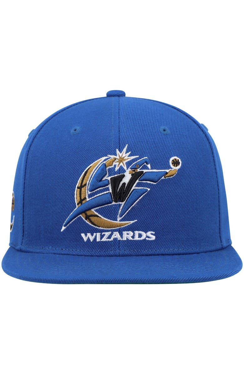 Mitchell & Ness Men's Mitchell & Ness Blue Washington Wizards Hardwood Classics Snapback Hat, Alternate, color,
