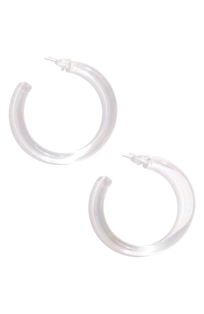 Hoop Mobb Ghost Hoop Earrings, Main, color, Clear