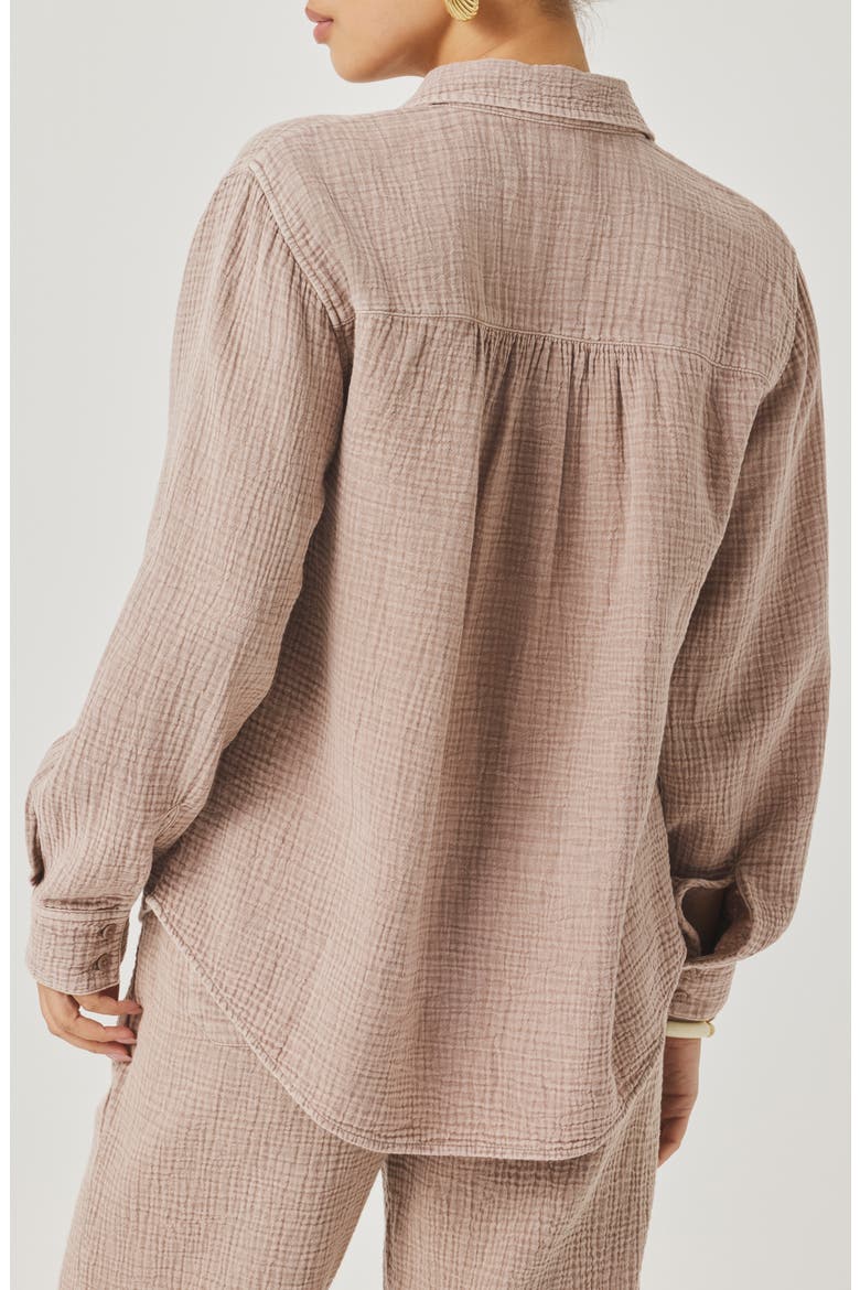Adele Oversize Cotton Gauze Button-Up Shirt, Alternate, color, LIGHT WICKER