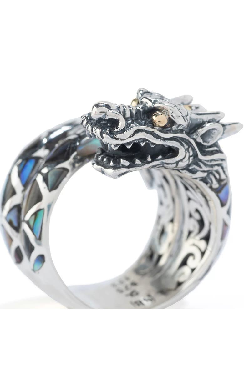SAMUEL B. Sterling Silver & 18K Gold Abalone Dragon Wrap Ring, Alternate, color, Blue/ Green