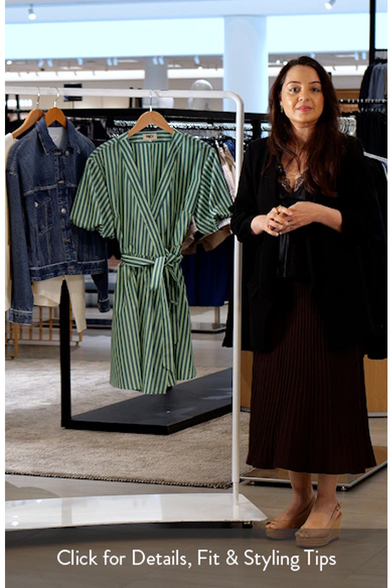 Sossio Stripe Puff Sleeve Wrap Dress video