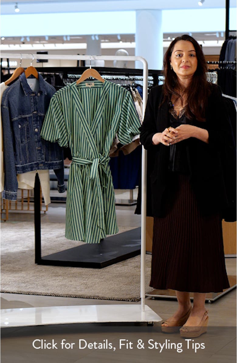 Sossio Stripe Puff Sleeve Wrap Dress, sales video thumbnail