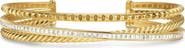 David Yurman Crossover Trio Three-Row Cuff Bracelet in 18K Yellow Gold with Diamonds, 11mm
