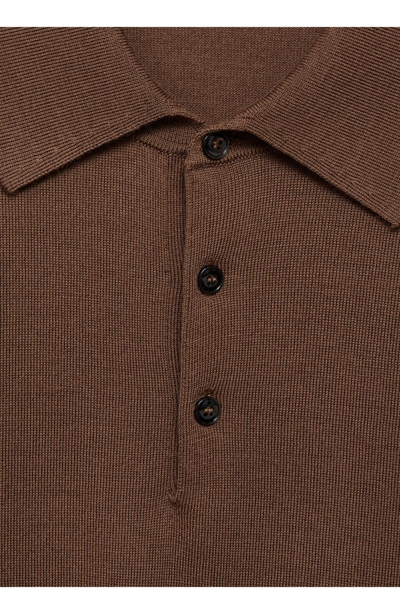 MANGO Merino Wool Polo Sweater, Alternate, color, Medium Brown