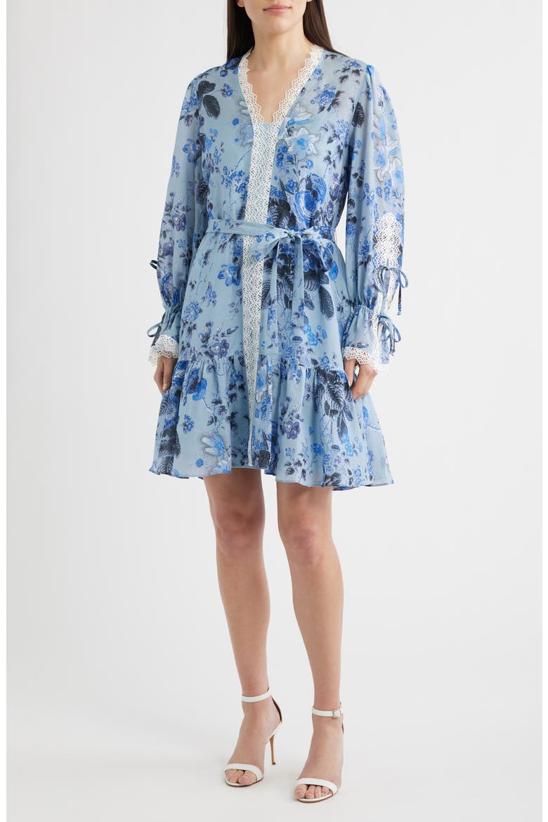 Beli Tie Waist Long Sleeve Dress, Main, color, POWDER BLUE MULTI