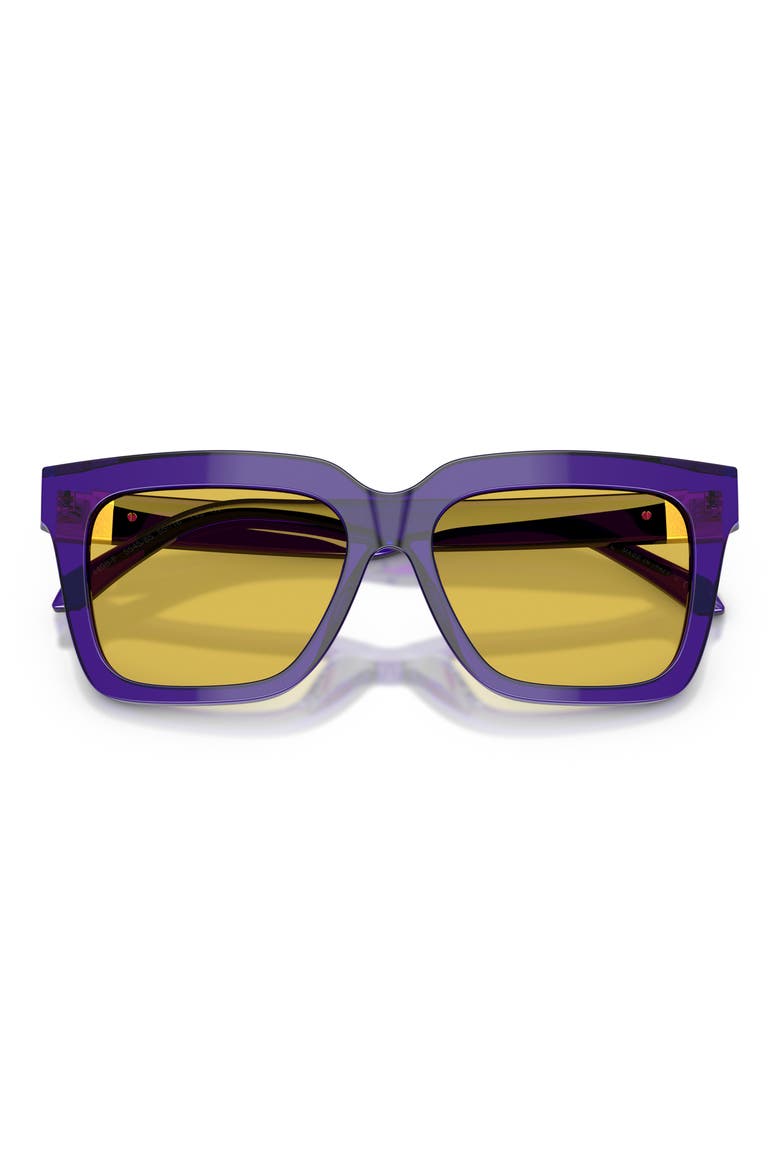 55mm Square Sunglasses, Alternate, color, TRANSPARENT VIOLET / YELLOW