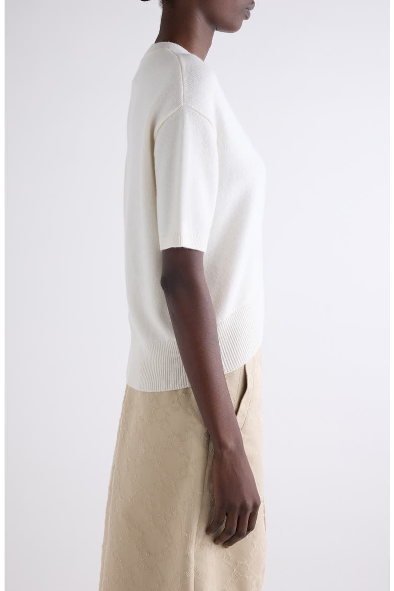4G Logo Short Sleeve Cashmere Sweater, Alternate, color, WHITE/ BEIGE